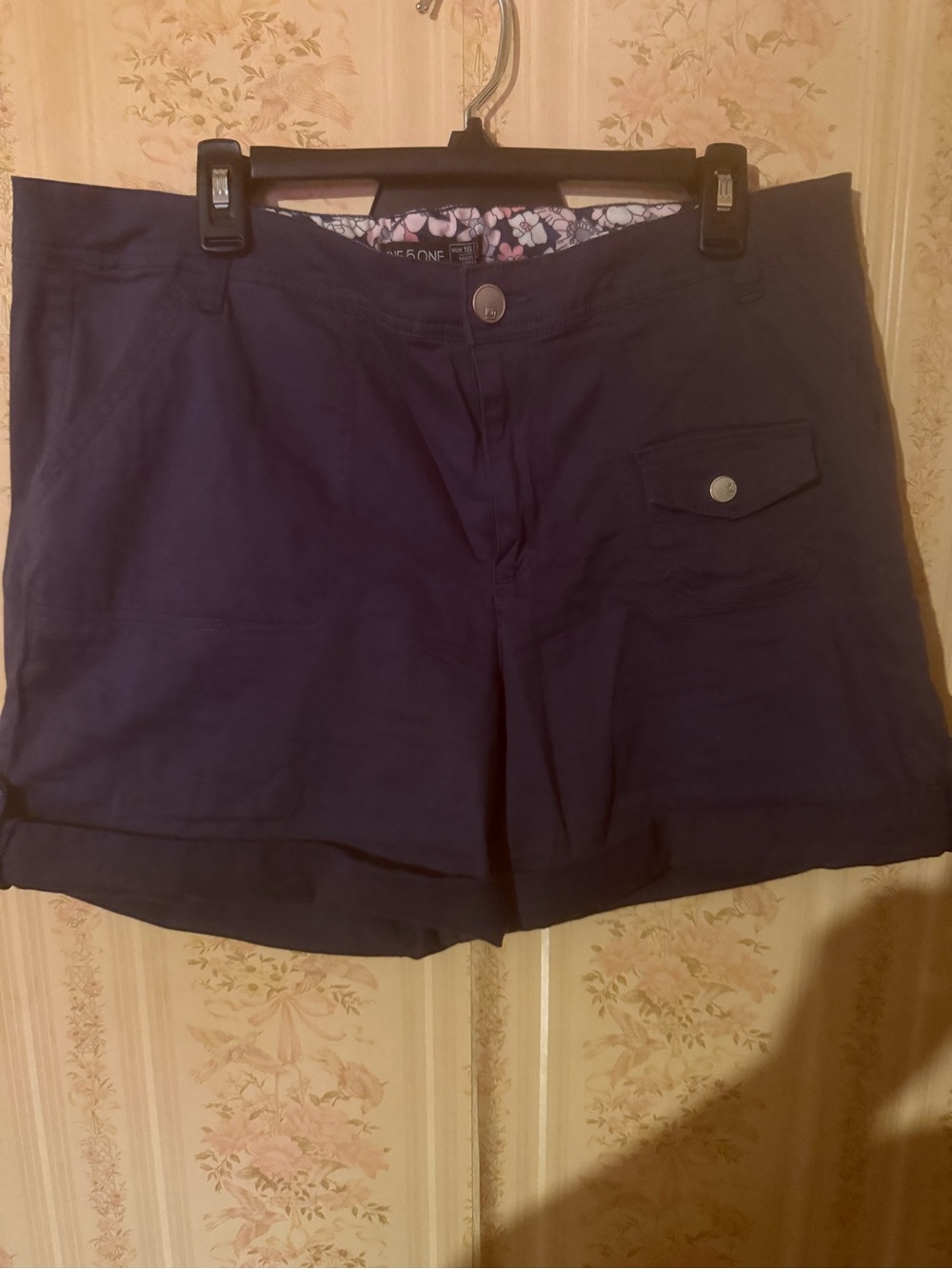 one 5 one Navy Cotton Casual Bermuda Shorts